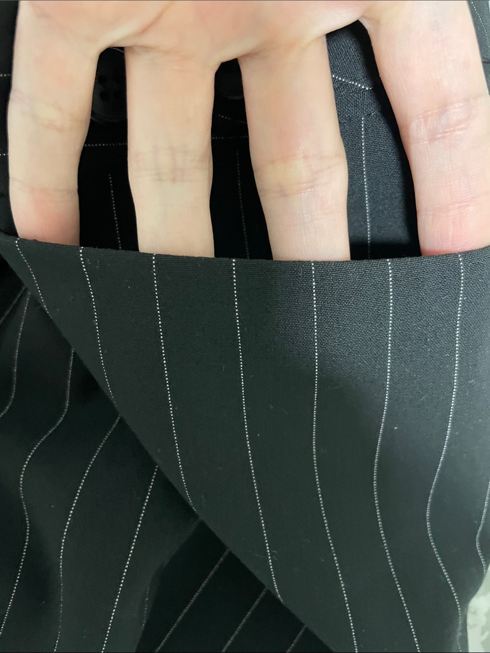 Norma Kamali Black Pinstripe Pencil Skirt with White Stripes - Picture 7 of 9